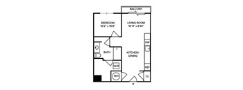 Sentral SoBro A5 1BR 1BA Floor Plan
