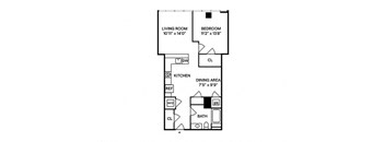 a floor plan of a small house with a bedroom and a living room