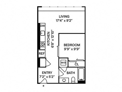 Sentral SLU - A1 1BR 1BA Floor Plan