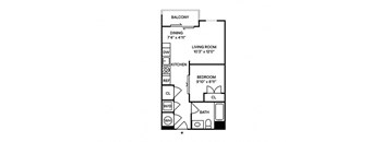 Sentral SoBro A1 1BR 1BA Floor Plan