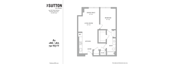 a floor plan of a unit with a bedroom and a living room