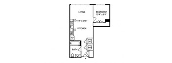 Sentral DTLA 732 A1 1BR 1BA Floor Plan