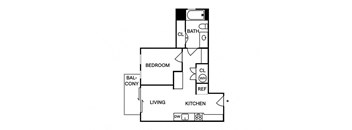 Sentral East Austin 1630 A1 1BR 1BA Floor Plan
