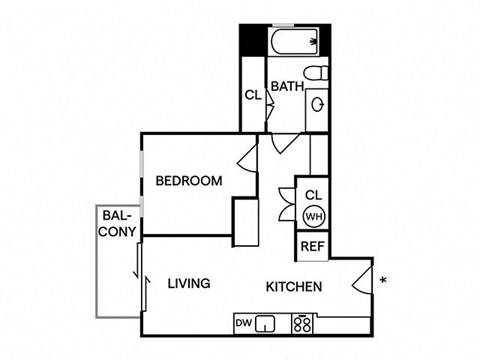Sentral East Austin 1630 A1 1BR 1BA Floor Plan