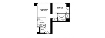 Sentral Michigan Avenue - A1 1BR 1BA Floor Plan