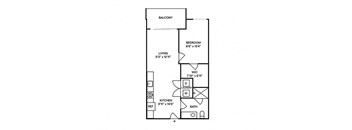 Sentral Old Town - A1 1BR 1BA Floor Plan