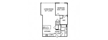 Sentral First Hill A10 1BR 1BA Floor Plan