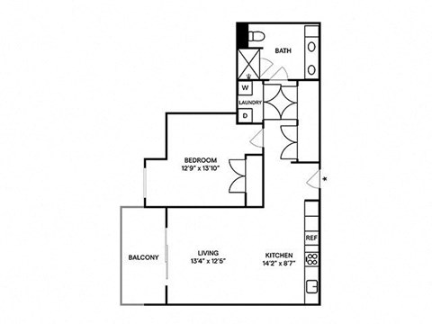 Sentral Old Town - A10 1BR 1BA Floor Plan