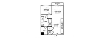 Sentral SoBro A10 1BR 1BA Floor Plan
