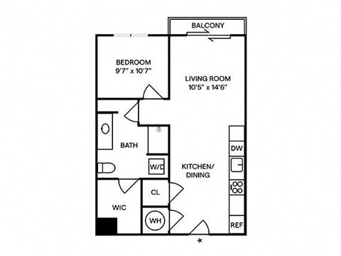 Sentral SoBro A10 1BR 1BA Floor Plan