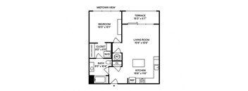 Sentral West Midtown at Star Metals - A10 1BR 1BA Floor Plan