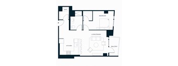 Sol Modern Downtown Phoenix A10 One Bedroom Floorplan