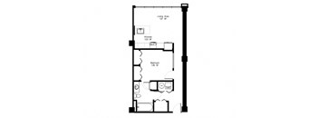 a floor plan of a 1 bedroom floor plan