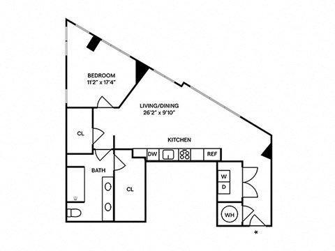 Sentral SoBro A11 1BR 1BA Floor Plan