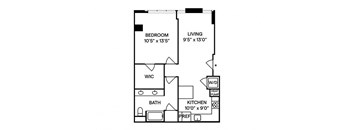Sentral Union Station A11 1BR 1BA Floor Plan