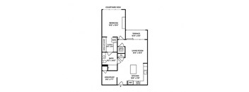 Sentral West Midtown at Star Metals - A11 1BR 1BA with Den Floor Plan