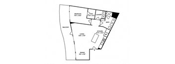 Sentral Old Town - A12 1BR 1BA Floor Plan