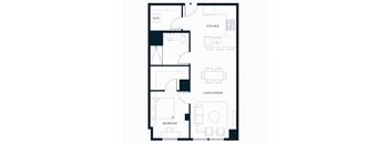 Sol Modern Downtown Phoenix A12 One Bedroom Floorplan