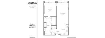 a floor plan of a unit with a bedroom and a living room