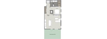 A floor plan of a house with a private outdoor patio.