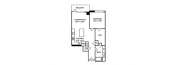 Sentral Union Station A13 1BR 1BA Floor Plan
