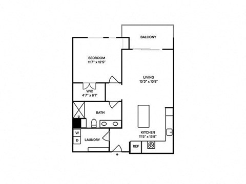 Sentral Old Town - A14 1BR 1BA Floor Plan
