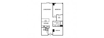 Sentral Union Station A14 1BR 1BA Floor Plan