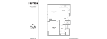 a floor plan of a studio apartment with a bedroom and a living room