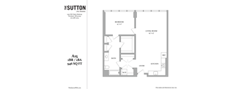 a floor plan of a unit with a bedroom and a living room