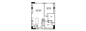 Sentral Union Station A16 1BR 1BA Floor Plan
