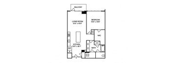 Sentral Union Station A17 1BR 1BA Floor Plan
