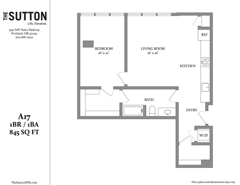 a floor plan of a studio apartment with a bedroom and a living room