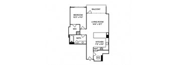 Sentral Union Station A18 1BR 1BA Floor Plan