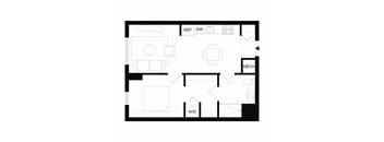 A2 One bedroom floor plan at Forme in Houston, TX.