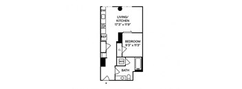 Sentral First Hill A2 1BR 1BA Floor Plan