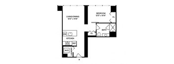 Sentral Michigan Avenue - A2 1BR 1BA Floor Plan