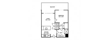Sentral Old Town - A2 1BR 1BA Floor Plan