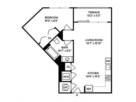 Sentral West Midtown at Star Metals - A2 1BR 1BA Floor Plan