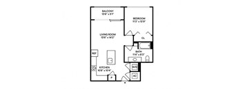Sentral West Midtown at Star Metals - A3.1 1BR 1BA Floor Plan