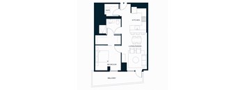 Sol Modern Downtown Phoenix A3 One Bedroom Floorplan