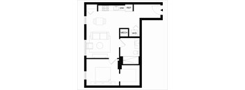 A3 One bedroom floor plan at Forme in Houston, TX.
