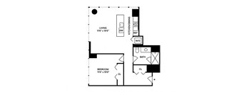 Sentral Michigan Avenue - A3 1BR 1BA Floor Plan