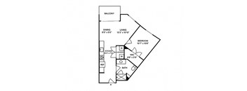 Sentral Old Town - A3 1BR 1BA Floor Plan