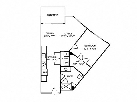 Sentral Old Town - A3 1BR 1BA Floor Plan
