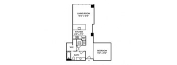 Sentral Union Station A3 1BR 1BA Floor Plan