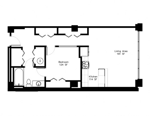 a floor plan of a house with a bedroom and a living room
