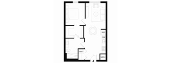 A4 One bedroom floor plan at Forme in Houston, TX.