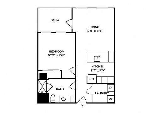 Sentral Old Town - A4 1BR 1BA Floor Plan