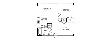 Sentral Wynwood - A5 1BR 1BA Floor Plan