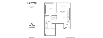 a floor plan of a unit with a bedroom and a living room